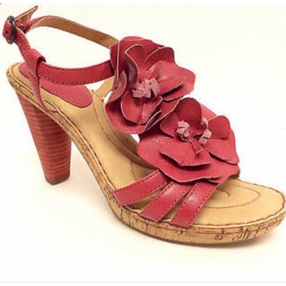 Born Crown Hot Pink Double Flower High Heel Sandal